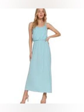 Olivia Rae Spaghetti Strap Midi Blue Dress size Medium